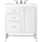 Addison 30" Single Vanity, Glossy White w/ 3 CM Carrara White Top