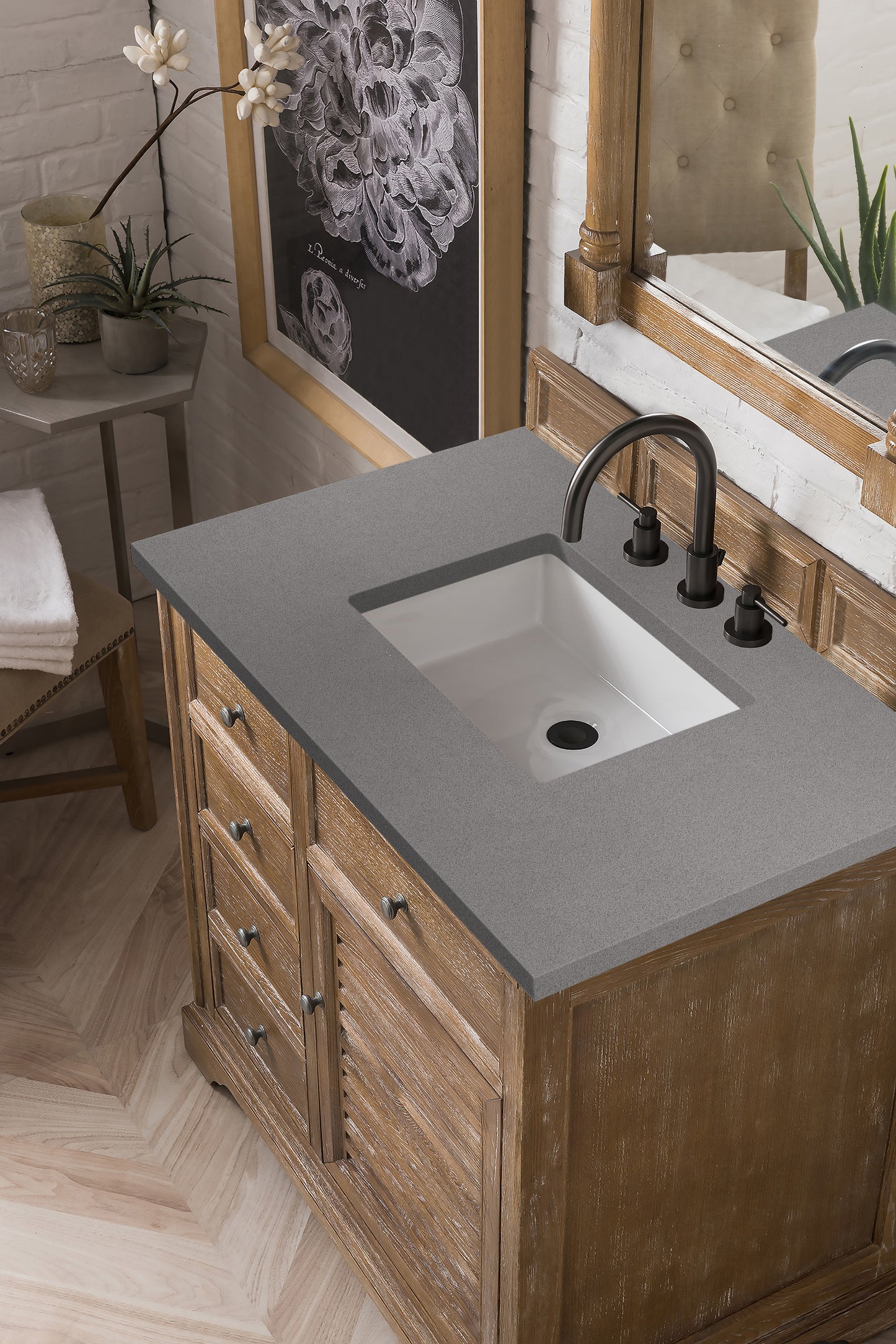 Savannah 36" Single Vanity, Driftwood w/ 3 CM Grey Expo Quartz Top