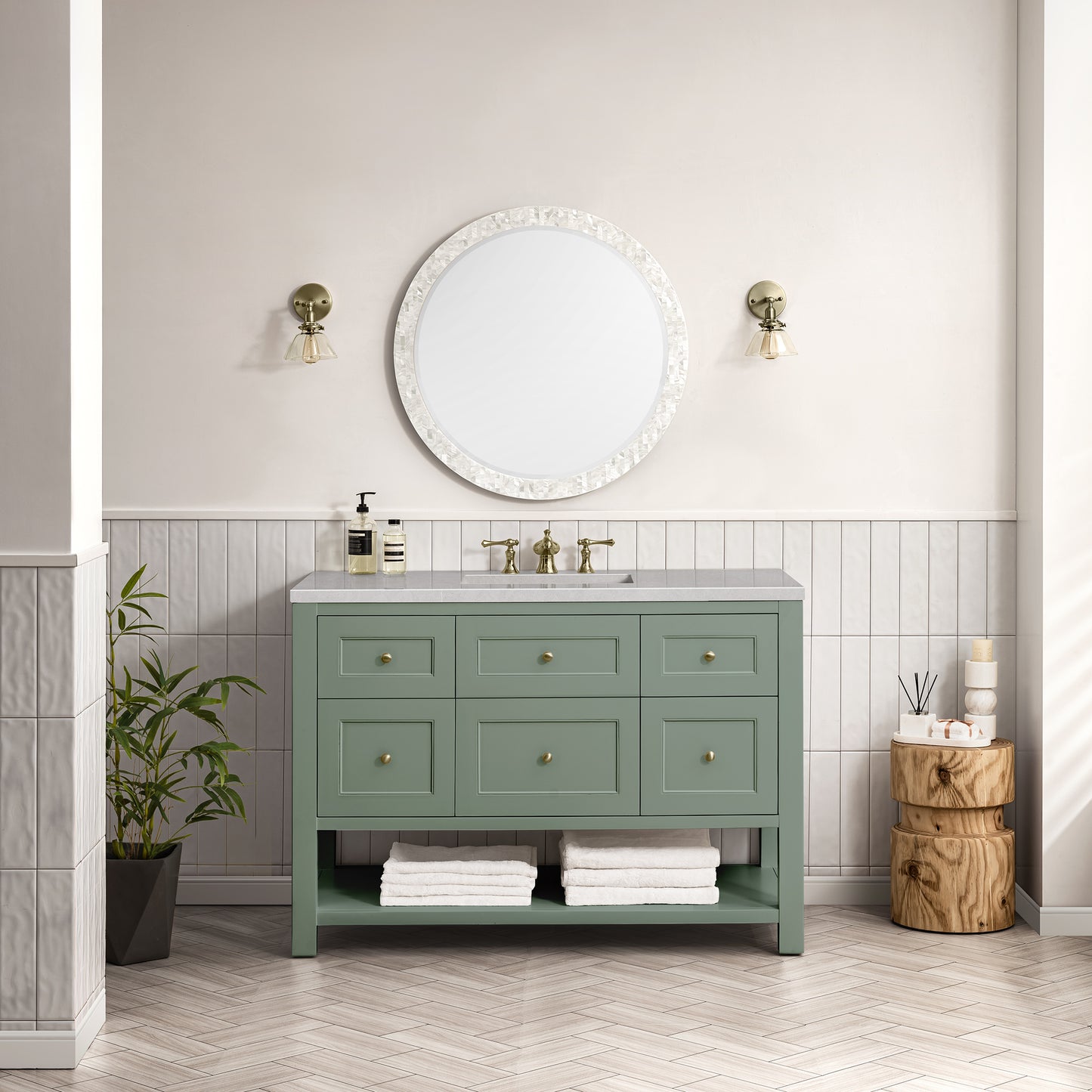 Breckenridge 48" Single Vanity, Smokey Celadon w/ 3 CM Eternal Serena Top