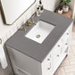 Breckenridge 36" Single Vanity, Bright White w/ 3 CM Grey Expo Top