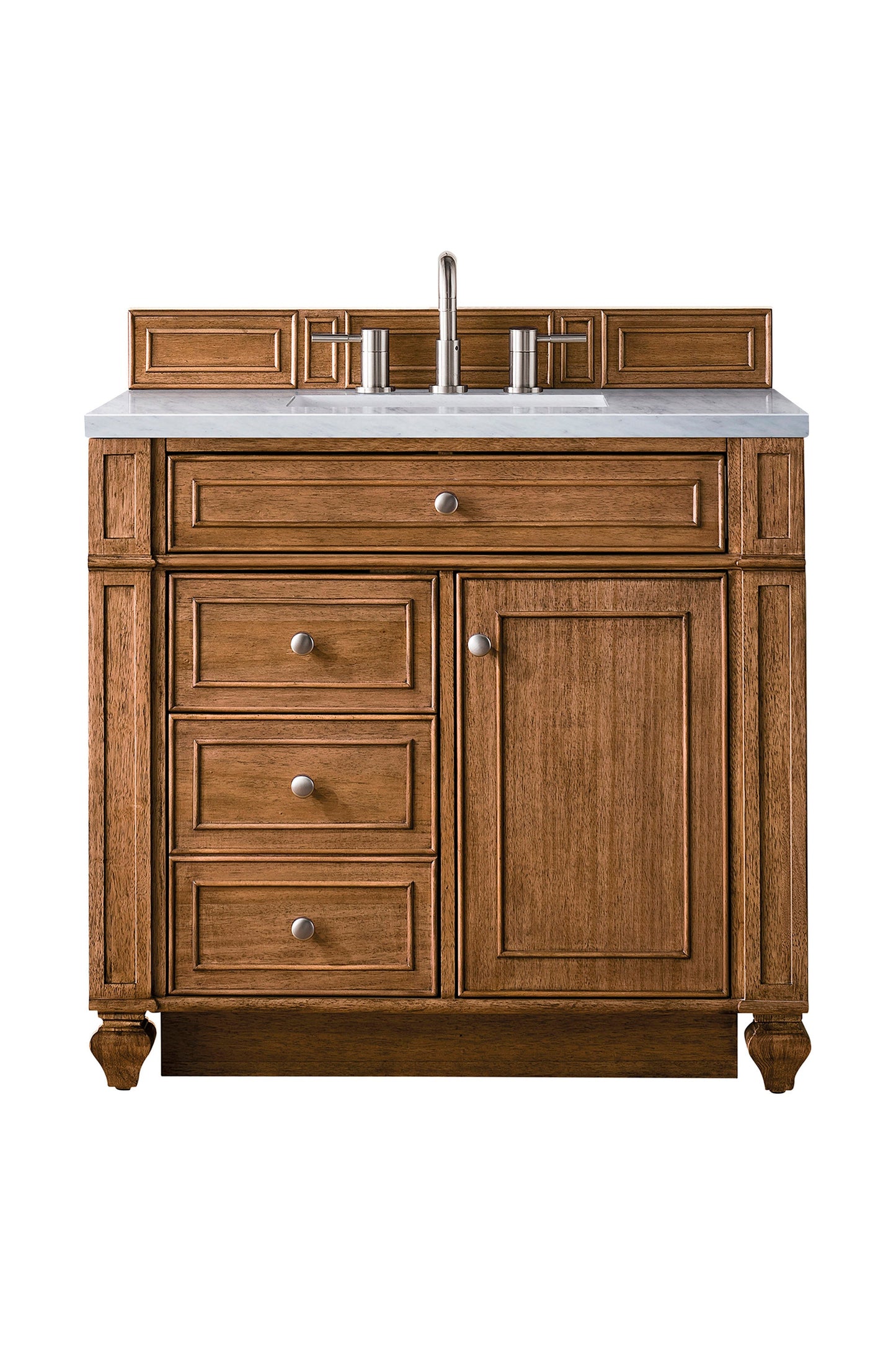 Bristol 36" Single Vanity, Saddle Brown w/ 3 CM Arctic Fall Solid Surface Top