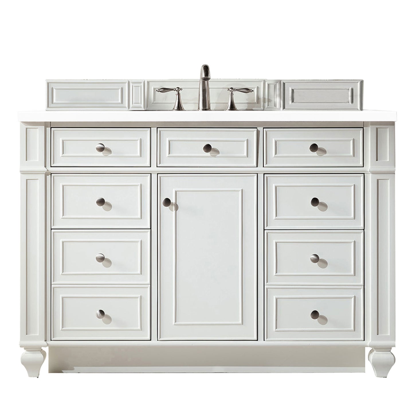 Bristol 48" Single Vanity, Bright White w/ 3 CM White Zeus Quartz Top