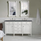 Brittany 60" Double Vanity, Bright White Vanity w/ 3 CM Charcoal Soapstone Quartz Top