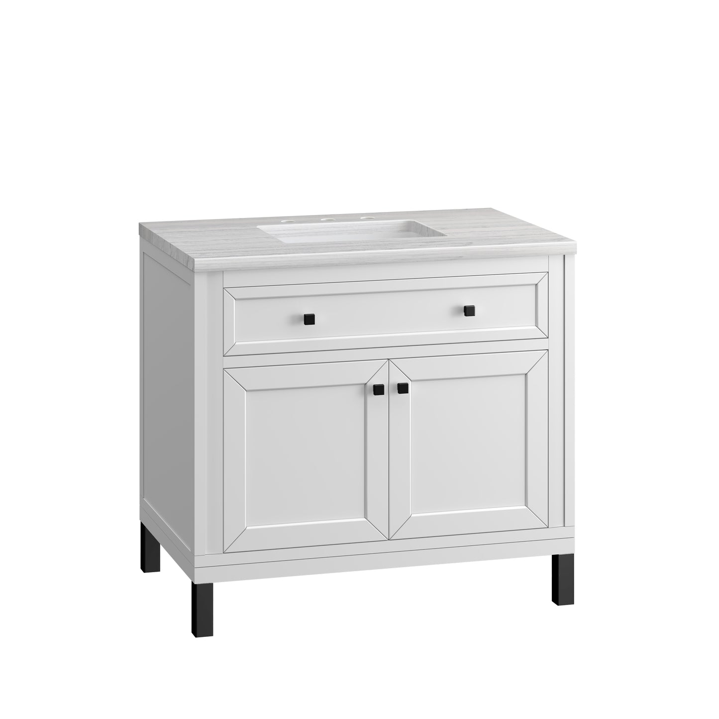 Chicago 36" Single Vanity, Glossy White w/ 3 CM Arctic Fall Top