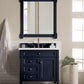 Brittany 36" Single Vanity, Victory Blue w/ 3 CM Ethereal Noctis Quartz Top