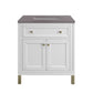 Chicago 30" Single Vanity, Glossy White w/ 3 CM Grey Expo Top