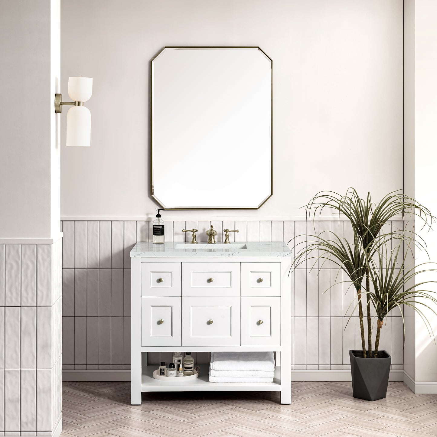 Breckenridge 36" Single Vanity, Bright White w/ 3 CM Eternal Serena Top