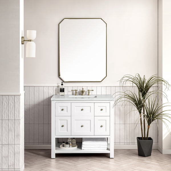 Breckenridge 36 Single Vanity, Bright White w/ 3 CM Eternal Serena Top