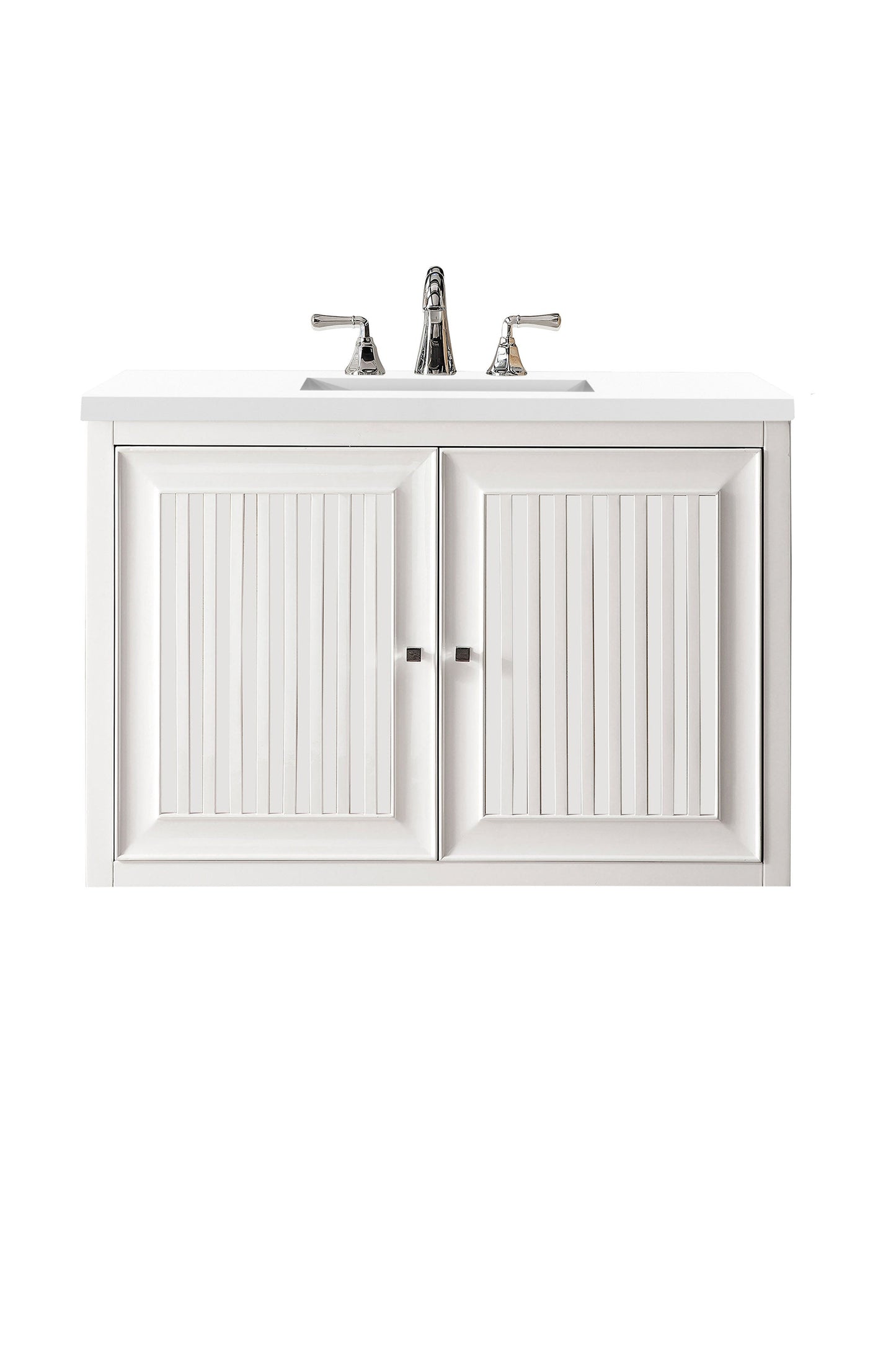 Athens 36" Single Vanity, Glossy White w/ 3 CM White Zeus Quartz Top