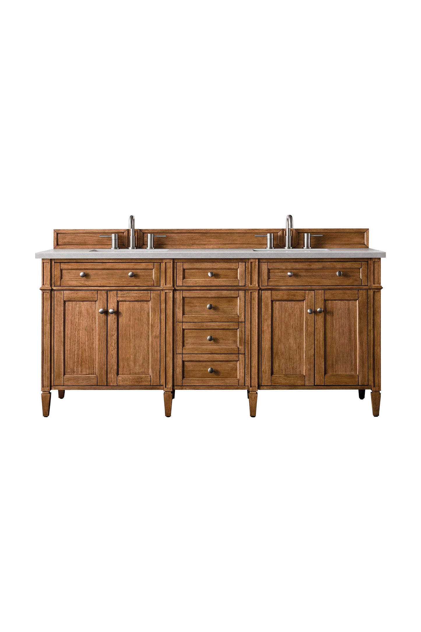 Brittany 72" Double Vanity, Saddle Brown w/ 3 CM Eternal Serena Quartz Top