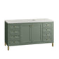 Chicago 60" Single Vanity, Smokey Celadon w/ 3 CM Eternal Jasmine Pearl Top