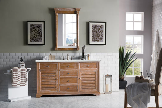 Savannah 60" Single Vanity, Driftwood w/ 3 CM Ethereal Noctis Quartz Top