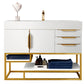 Columbia 48" Single Vanity, Glossy White, Radiant Gold w/ Glossy White Composite Stone Top