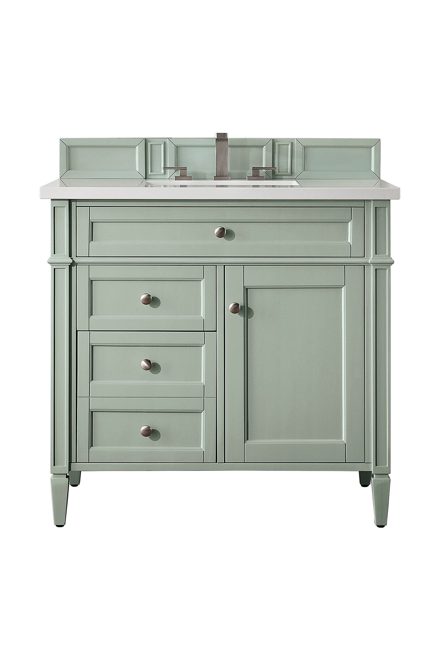 Brittany 36" Single Vanity, Sage Green w/ 3 CM White Zeus Quartz Top