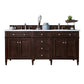 Brittany 72" Double Vanity, Burnished Mahogany w/ 3 CM Arctic Fall Solid Surface Top