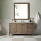 Chicago 60" Single Vanity, Whitewashed Walnut w/ 3 CM Carrara Marble Top