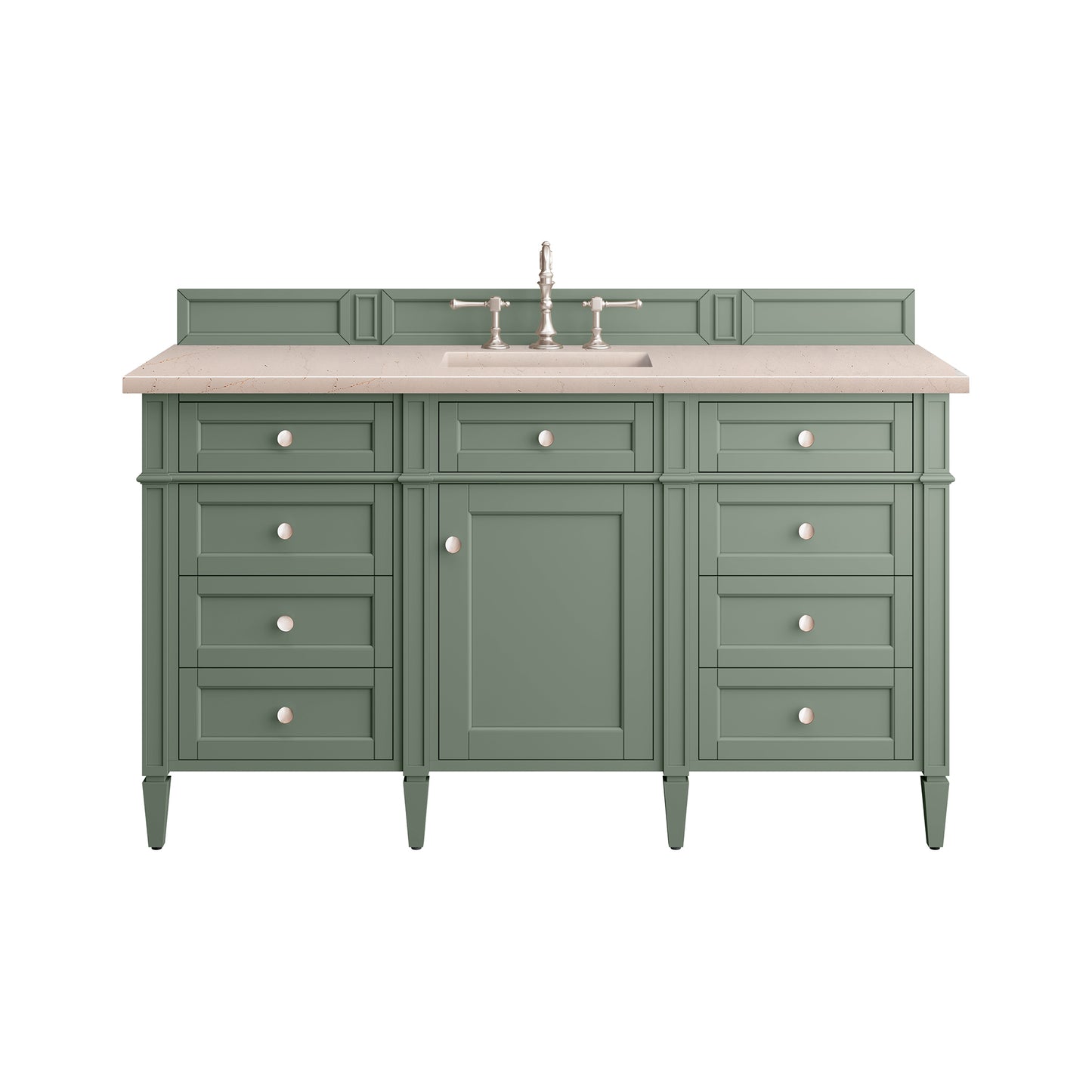 Brittany 60" Single Vanity, Smokey Celadon w/ 3 CM Eternal Marfil Top