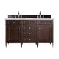 Brittany 60" Double Vanity, Burnished Mahogany w/ 3 CM Ethereal Noctis Quartz Top