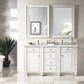 Bristol 60" Double Vanity, Bright White w/ 3 CM Carrara Marble Top