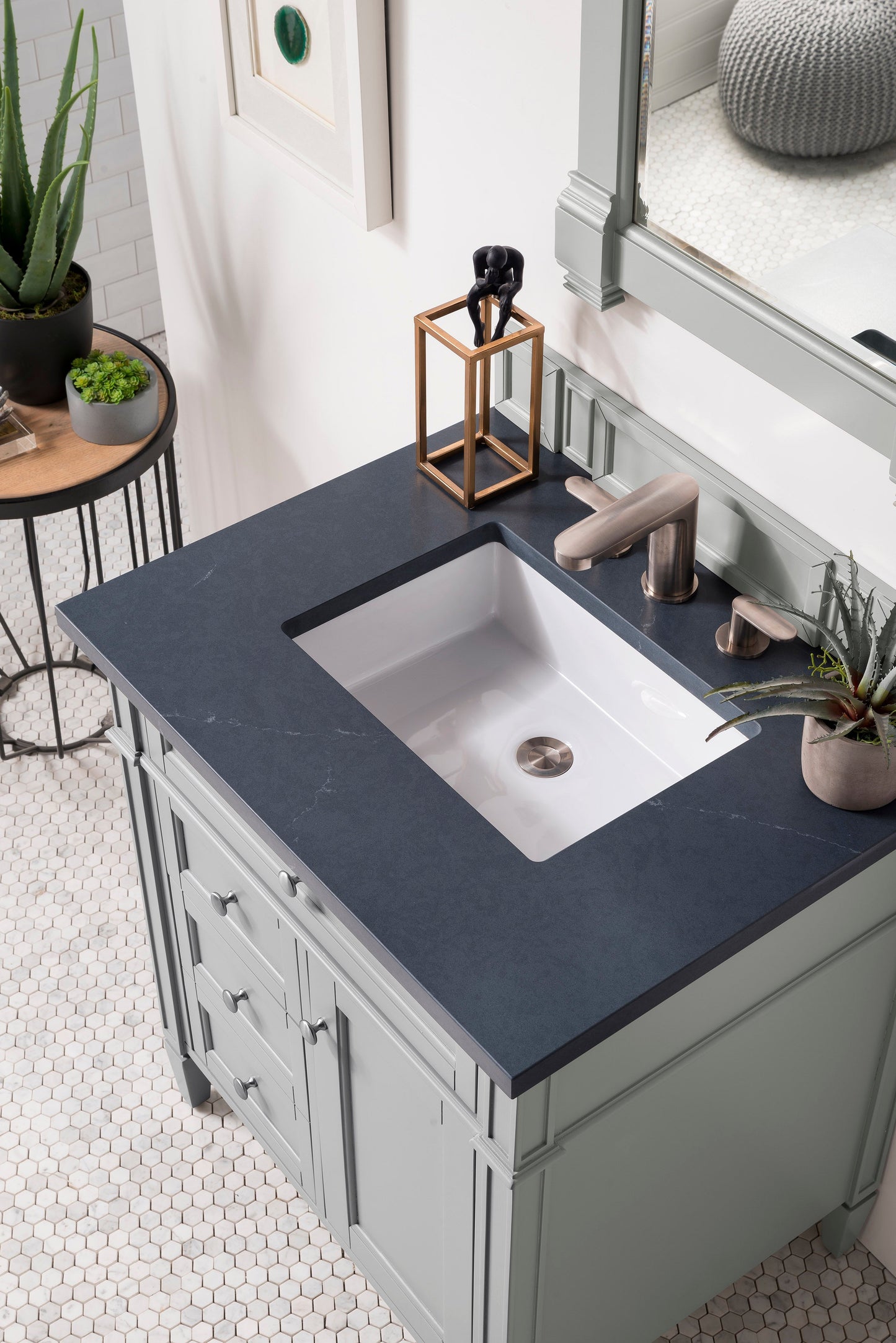 Brittany 30" Single Vanity, Urban Gray, w/ 3 CM Charcoal Soapstone Quartz Top