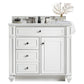 Bristol 36" Single Vanity, Bright White w/ 3 CM Ethereal Noctis Quartz Top