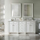 Bristol 72" Double Vanity, Bright White w/ 3 CM Ethereal Noctis Quartz Top