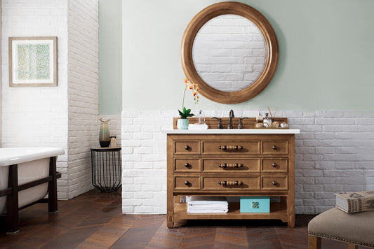 Malibu 48" Single Vanity, Honey Alder w/ 3 CM White Zeus Quartz Top