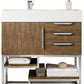 Columbia 36" Single Vanity, Latte Oak w/ Glossy White Composite Stone Top