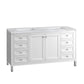 Chicago 60" Double Vanity, Glossy White w/ 3 CM Arctic Fall Top