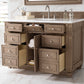 Bristol 48" Single Vanity, Whitewashed Walnut w/ 3 CM Arctic Fall Solid Surface Top