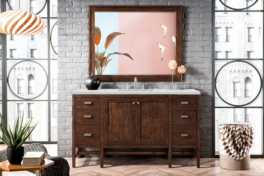 Addison 60" Single Vanity, Mid-Century Acacia w/ 3 CM Eternal Jasmine Pearl Quartz Top