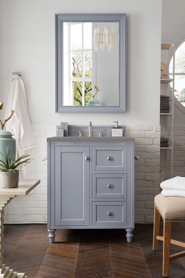 Copper Cove Encore 30 Single Vanity, Silver Gray w/ 3 CM Grey Expo Quartz Top