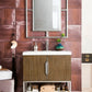 Columbia 31.5" Single Vanity, Latte Oak, Brushed Nickel, w/ White Glossy Composite Stone Top