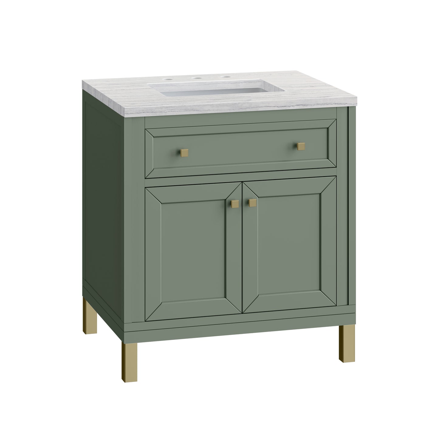 Chicago 30" Single Vanity, Smokey Celadon w/ 3 CM Arctic Fall Top