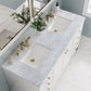 Chicago 60" Double Vanity, Glossy White w/ 3 CM Carrara Marble Top