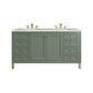 Chicago 60" Double Vanity, Smokey Celadon w/ 3 CM Eternal Jasmine Pearl Top