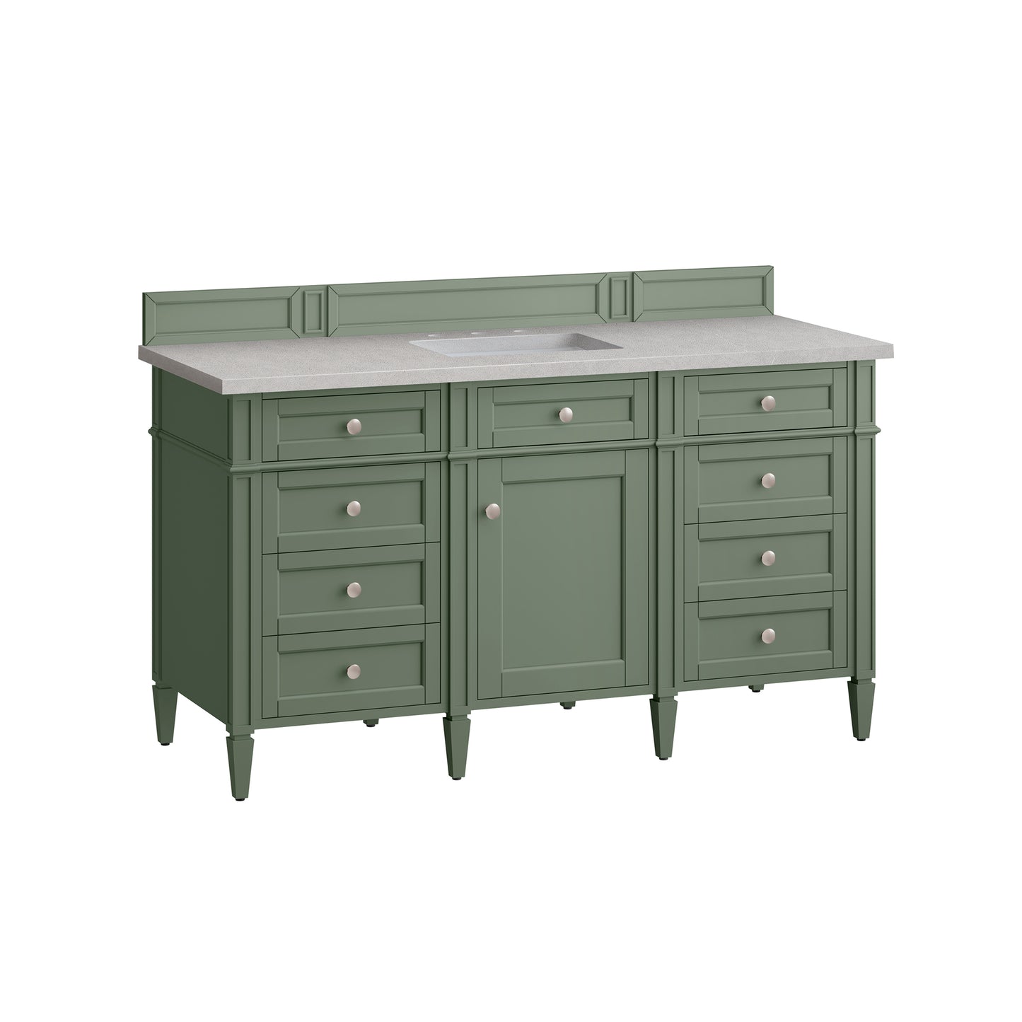 Brittany 60" Single Vanity, Smokey Celadon w/ 3 CM Eternal Serena Top