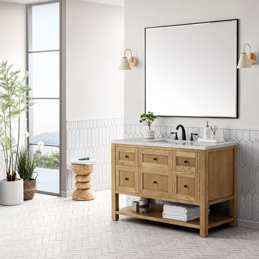 Breckenridge 48" Single Vanity, Light Natural Oak w/ 3 CM Eternal Jasmine Pearl Top