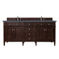 Brittany 72" Double Vanity, Burnished Mahogany w/ 3 CM Charcoal Soapstone Quartz Top