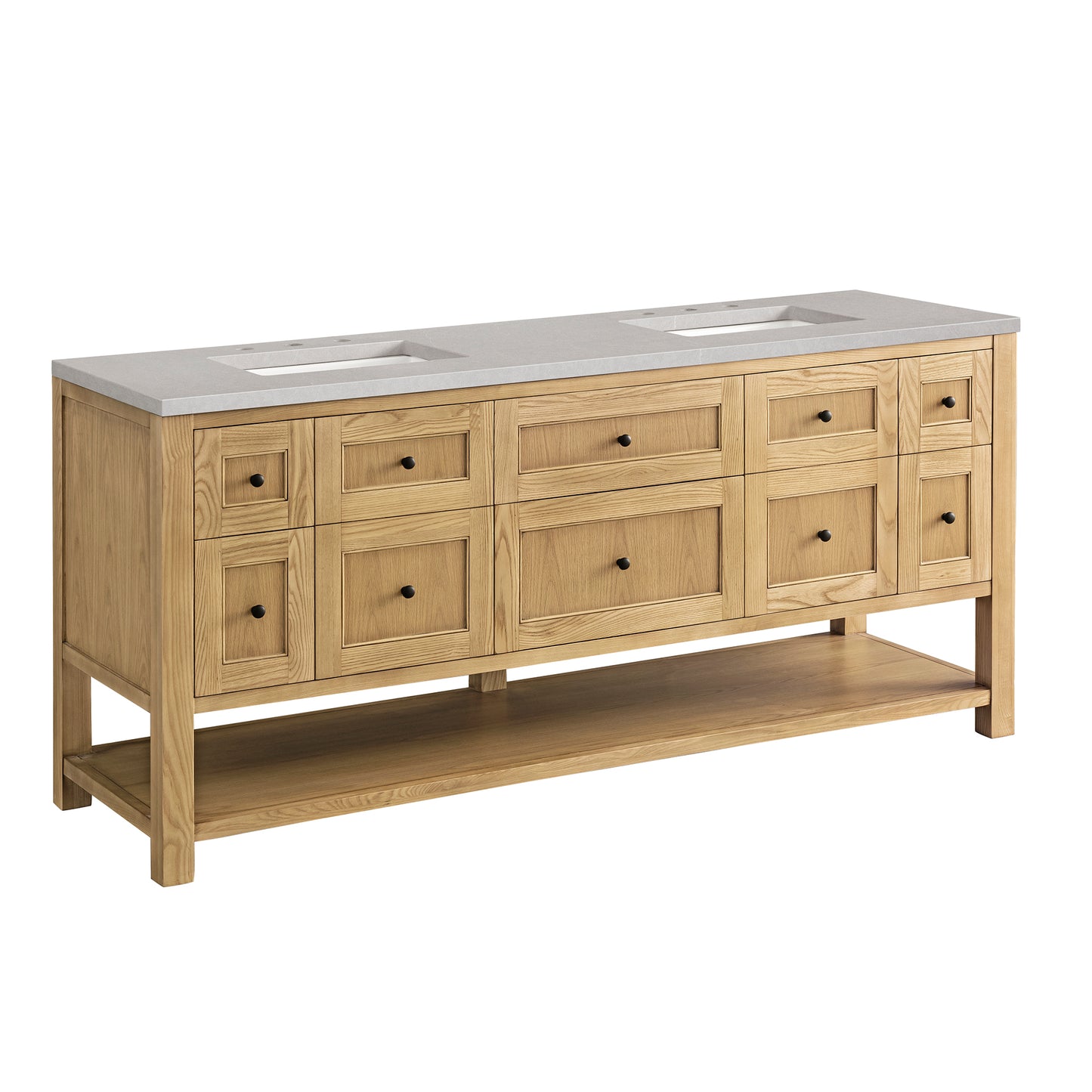 Breckenridge 72" Double Vanity, Light Natural Oak w/ 3 CM Eternal Serena Top