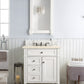 Brittany 30" Single Vanity, Bright White, w/ 3 CM Eternal Marfil Quartz Top