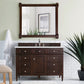 Brittany 48" Single Vanity, Burnished Mahogany w/ 3 CM Arctic Fall Solid Surface Top