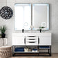 Columbia 59" Double Vanity, Glossy White, Matte Black w/ Glossy White Composite Stone Top