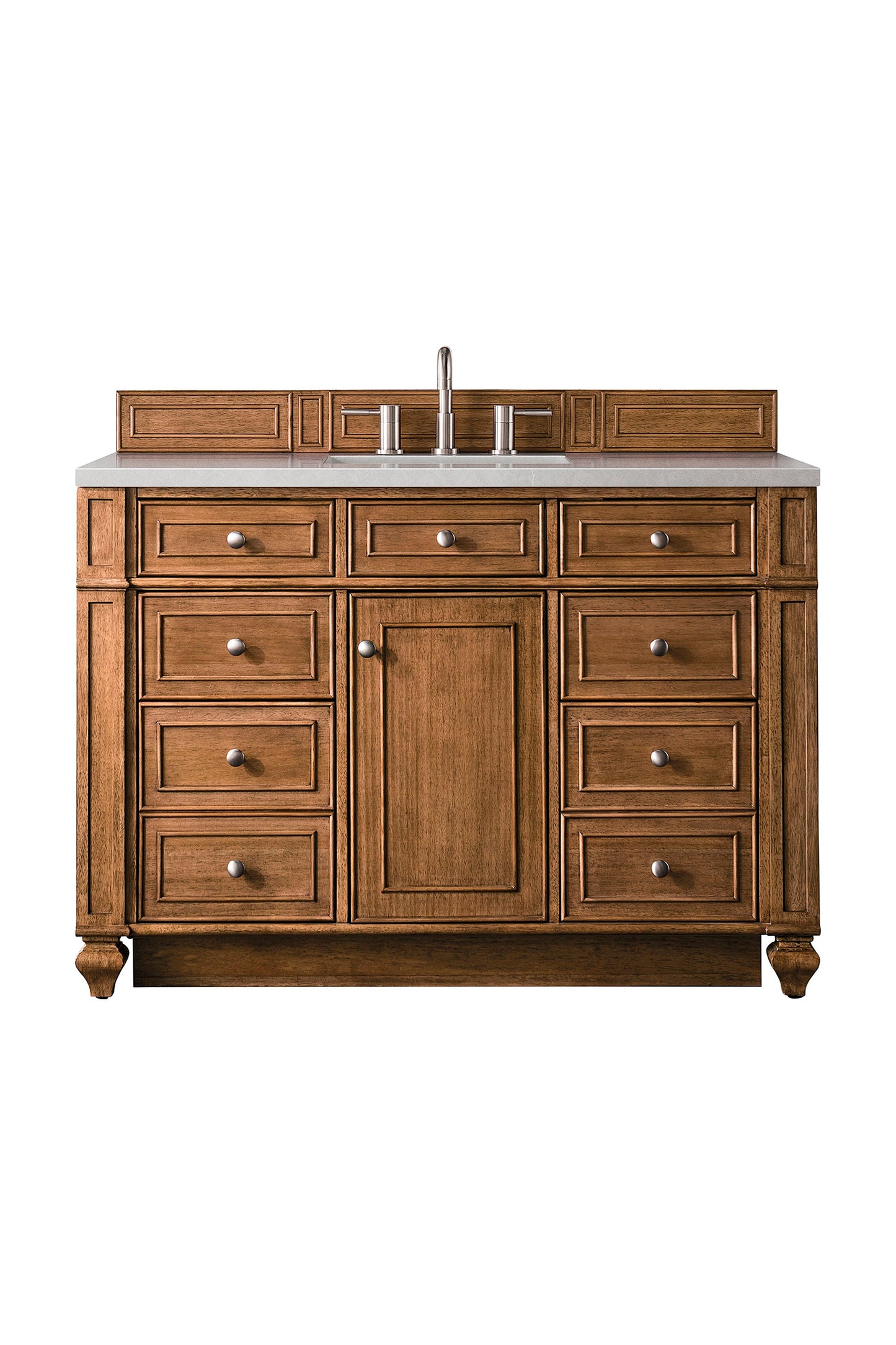 Bristol 48" Single Vanity, Saddle Brown w/ 3 CM Eternal Serena Quartz Top