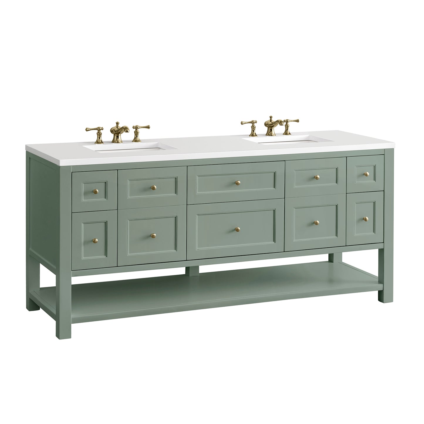 Breckenridge 72" Double Vanity, Smokey Celadon w/ 3 CM White Zeus Top