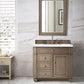 Bristol 36" Single Vanity, Whitewashed Walnut w/ 3 CM Carrara Marble Top