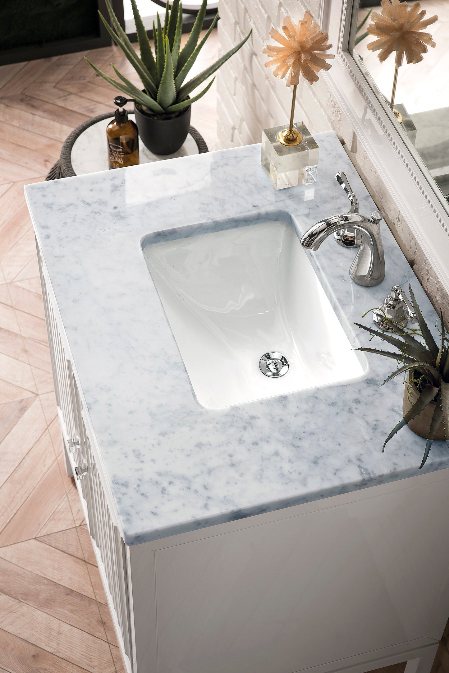 Athens 30" Single Vanity, Glossy White w/ 3 CM Carrara White Top