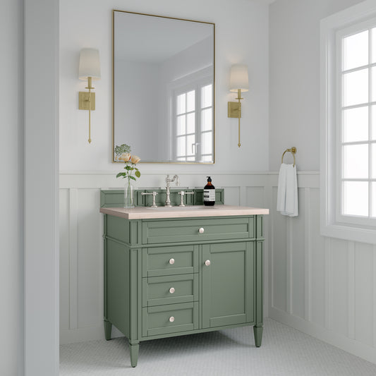 Brittany 36" Single Vanity, Smokey Celadon w/ 3 CM Eternal Marfil Top