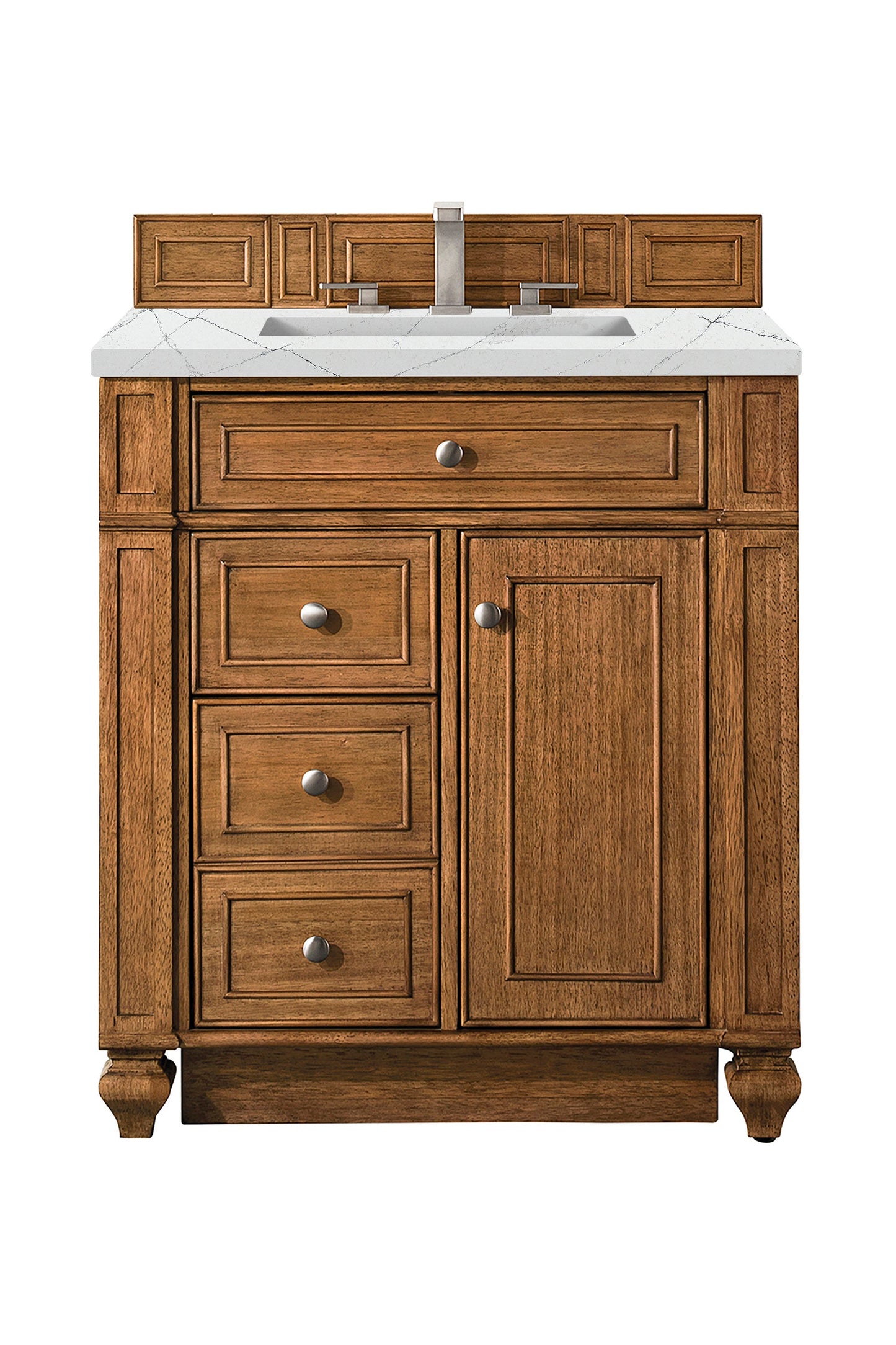 Bristol 30" Single Vanity, Saddle Brown w/ 3 CM Ethereal Noctis Quartz Top