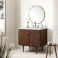 Amberly 36" Single Vanity, Mid-Century Walnut w/ 3 CM White Zeus Top